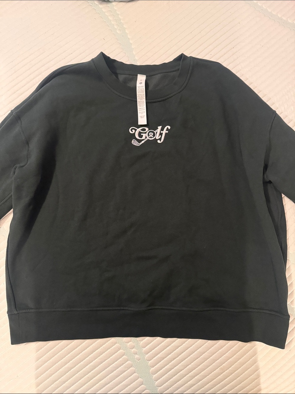lululemon athletica forest Green Sweatshirt with White Embroidered 'Golf' Logo